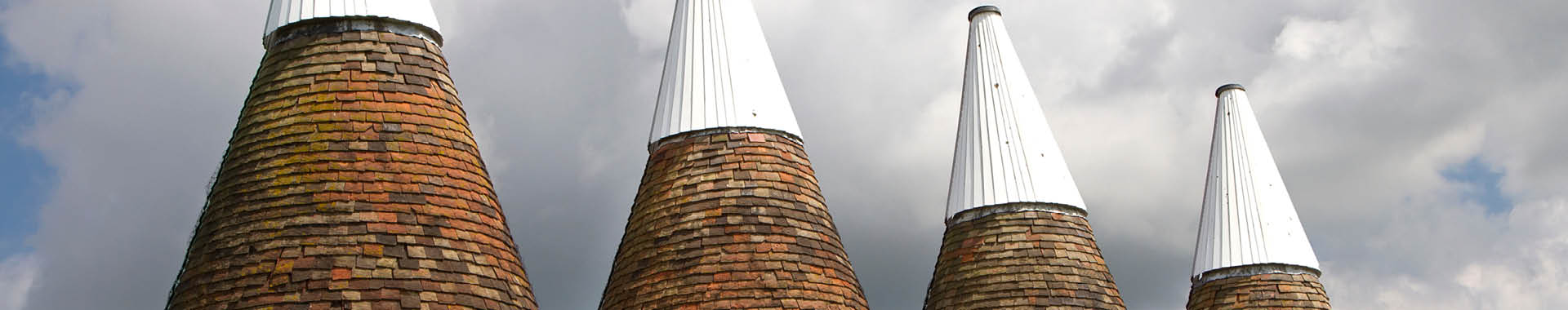 Photo of the rooftops of Kent oast houses