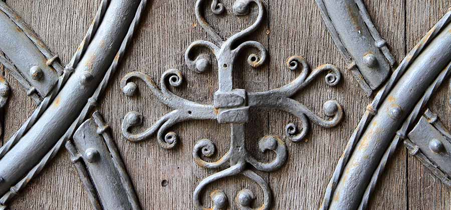 Close up of ornamental ancient door