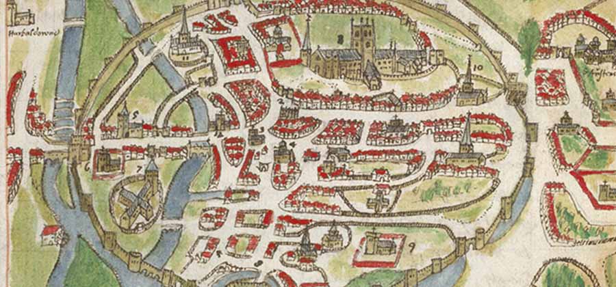 Snippet of ancient map of Canterbury