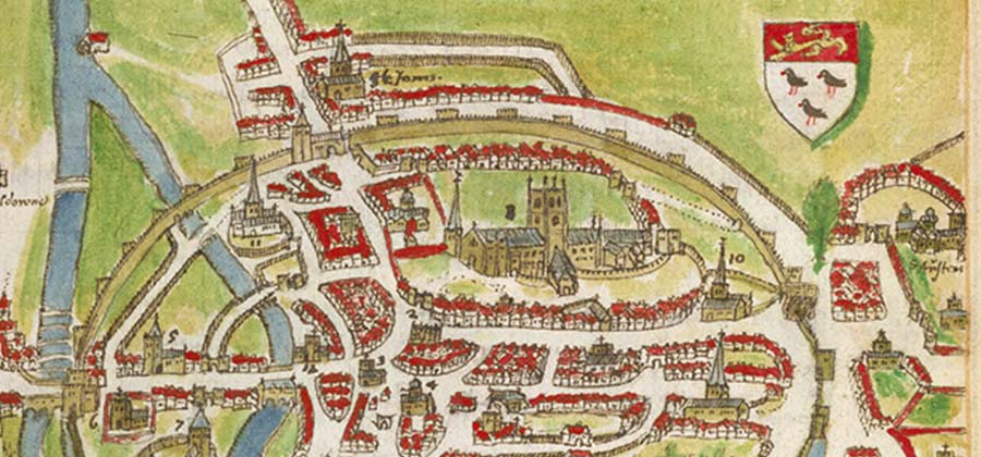 Image of part of an ancient map of Canterbury